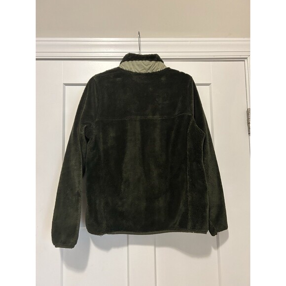 LL Bean High Pile Fleece Fuzzy Pullover Women’s Medium 1/4 Snap Green Jacket - Picture 5 of 5